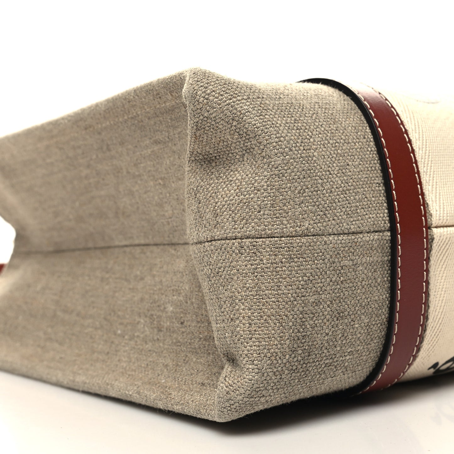 Cotton Calfskin Medium Woody Ribbon Tote White Brown