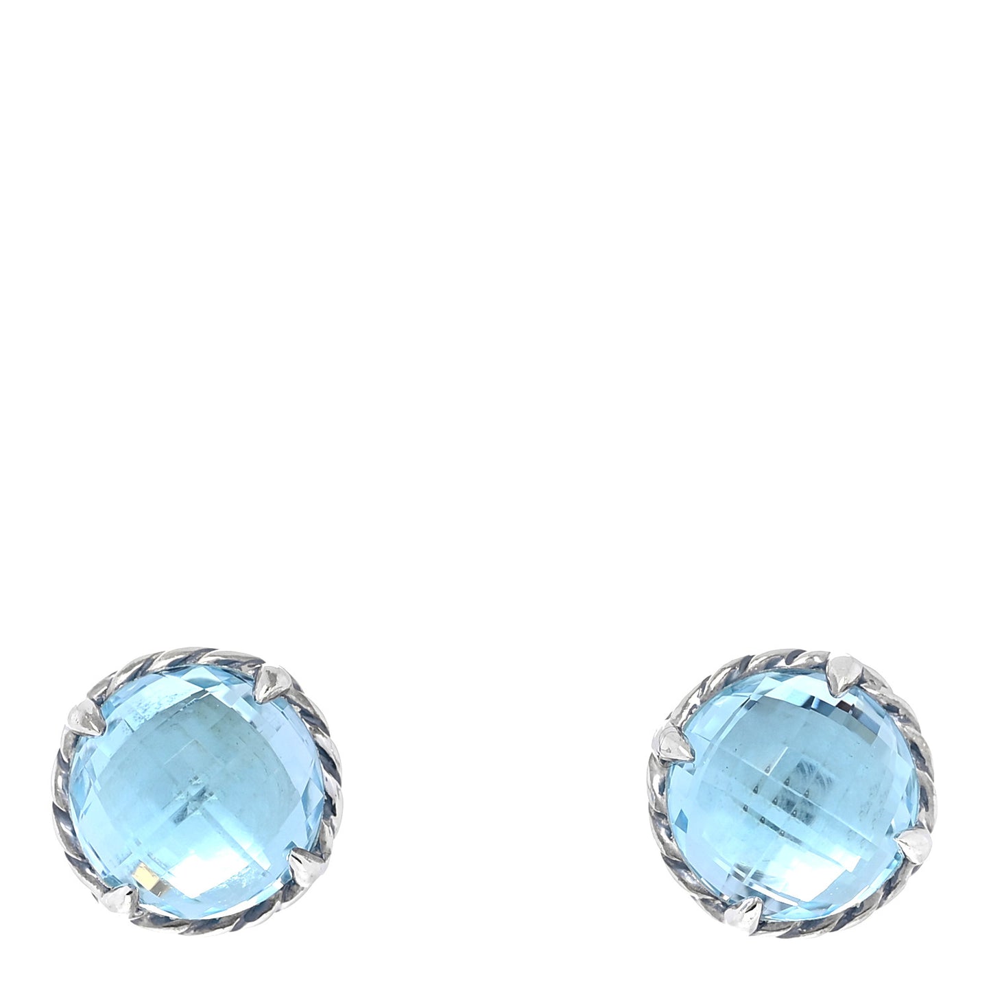 Sterling Silver Blue Topaz 8mm Chatelaine Earrings