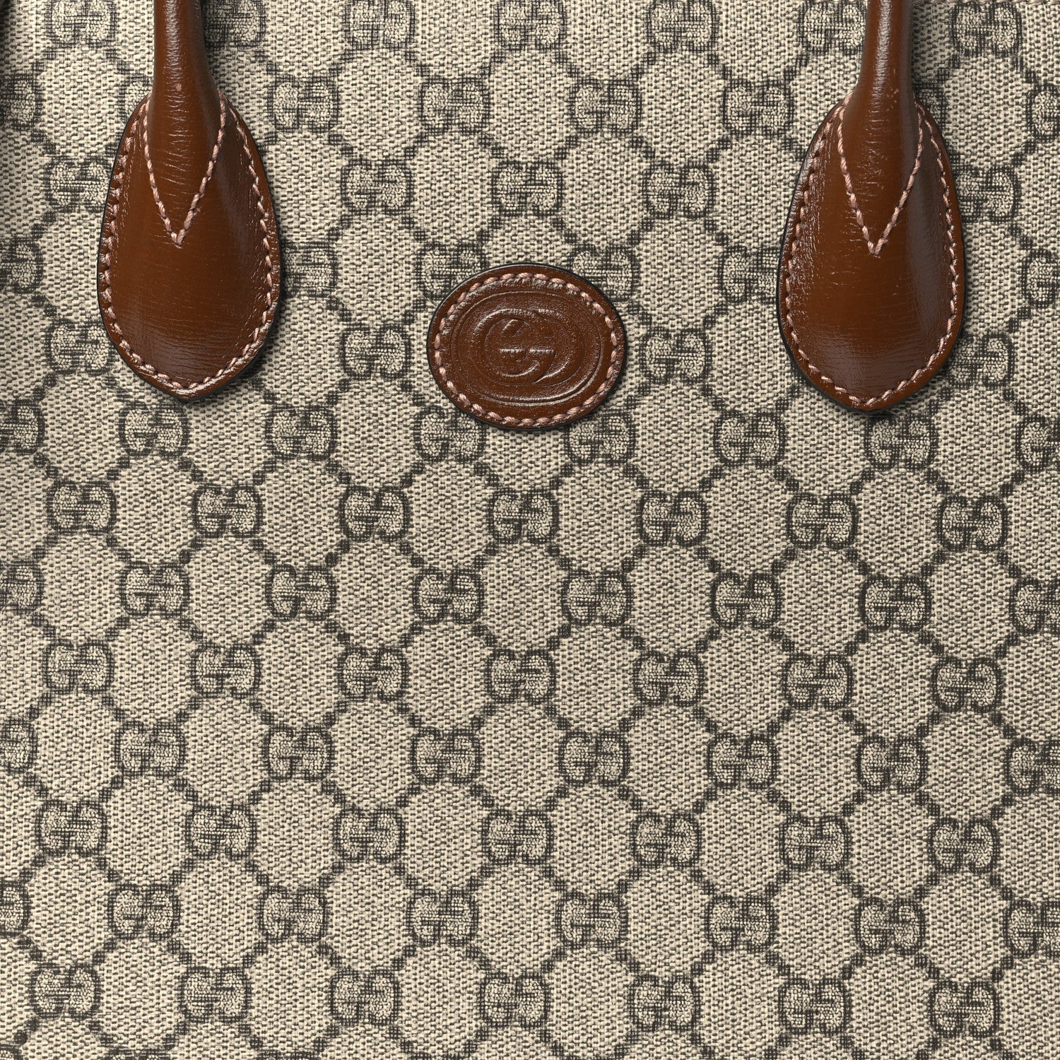 Gucci GG Supreme Monogram Azalea Calfskin Small Retro Interlocking G Tote Bag Beige Ebony Brown Sugar 8 of 13
