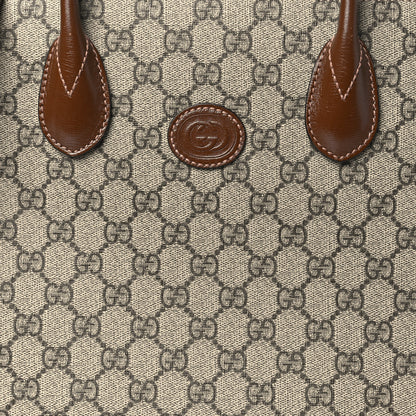 Gucci GG Supreme Monogram Azalea Calfskin Small Retro Interlocking G Tote Bag Beige Ebony Brown Sugar 8 of 13