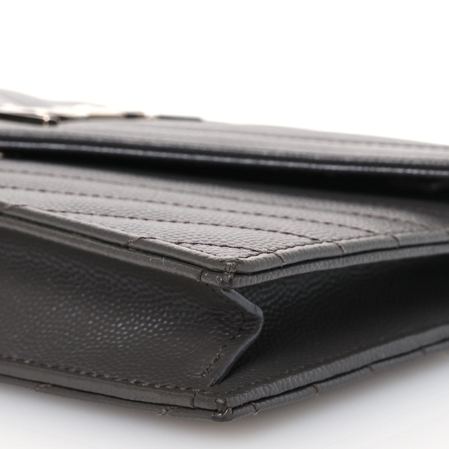Grain De Poudre Matelasse Chevron Monogram Envelope Chain Wallet Coal