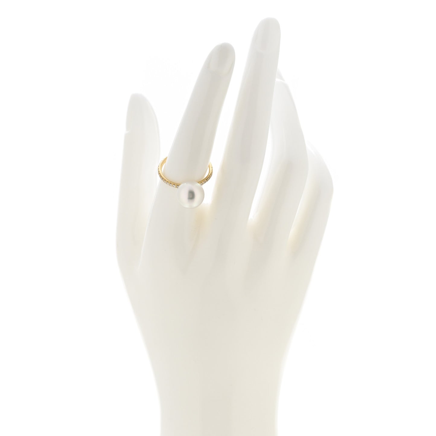 18K Yellow Gold Diamond South Sea Cultured Pearl 10mm Gumball Ring 54 7