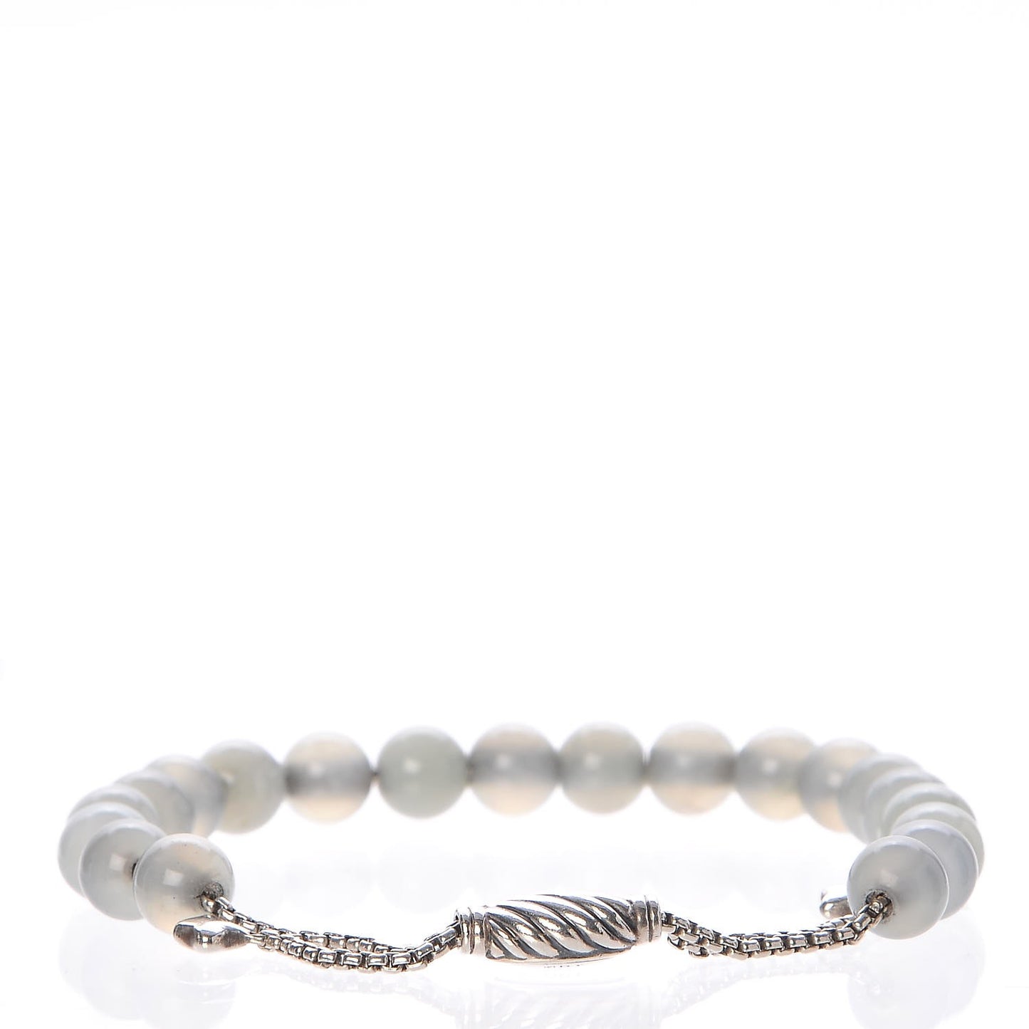 Sterling Silver Chalcedony 8mm Spiritual Beads Adjustable Bracelet
