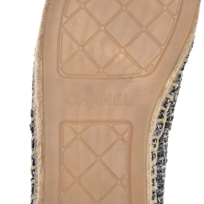 Chanel Metallic Tweed Lambskin CC Espadrilles 38 Black Silver 7 of 10