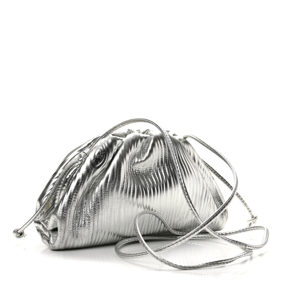 Metallic Bark Calfskin The Mini Pouch Silver