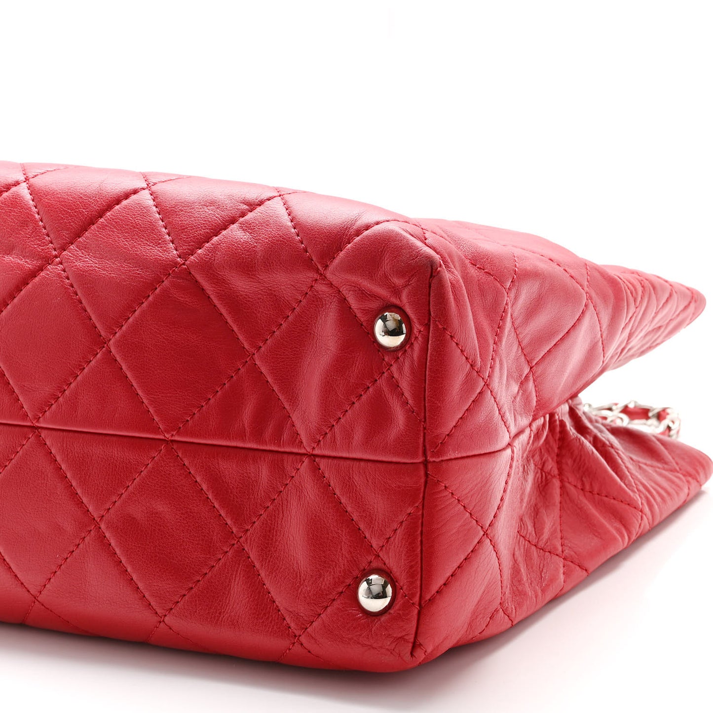 Calfskin Quilted Large In the Business Tote Red
