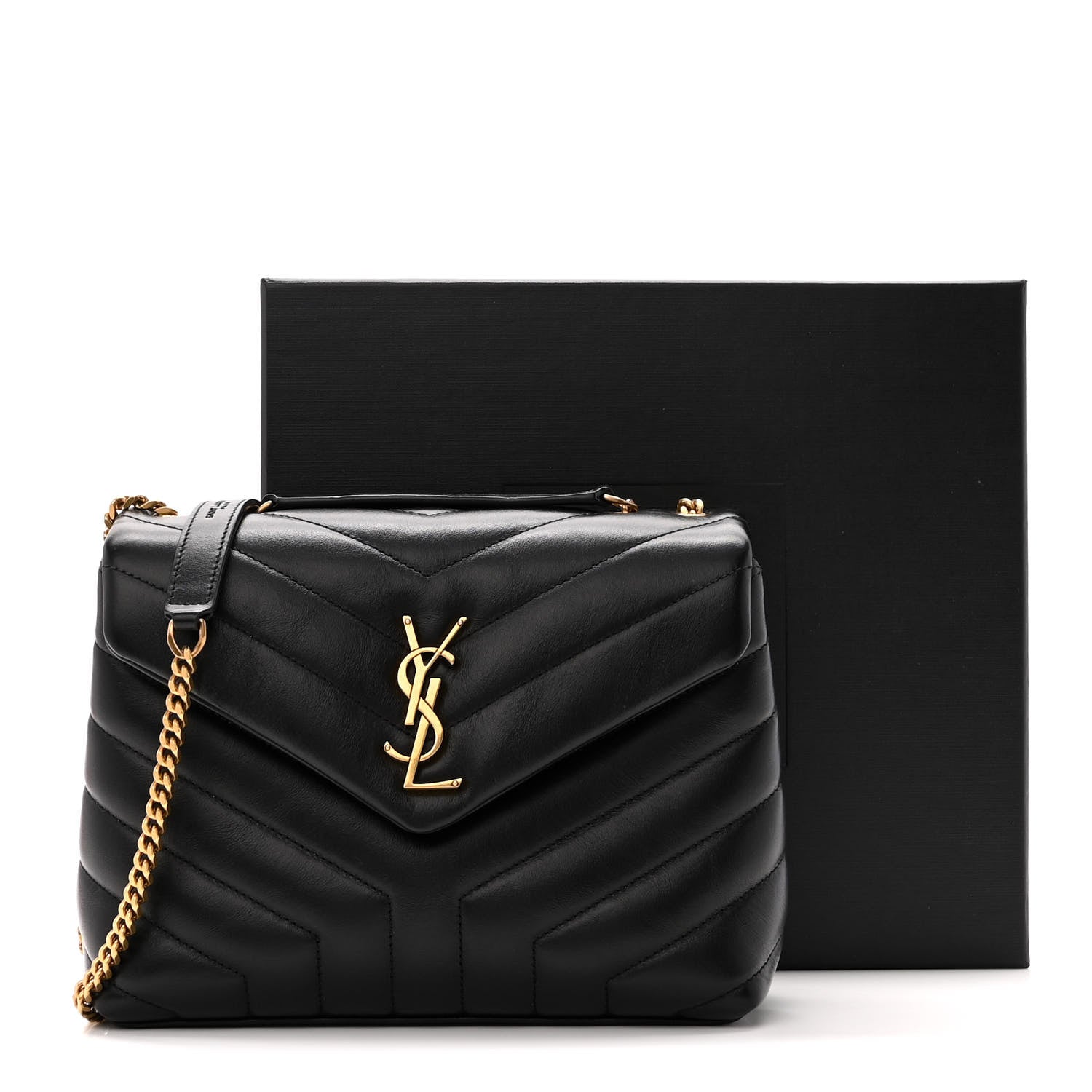 Saint Laurent Calfskin Y Quilted Monogram Small Loulou Chain Satchel Black 11 of 11