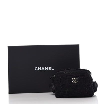 Chanel Tweed Lambskin Quilted Arm Coin Purse Black 10 of 10