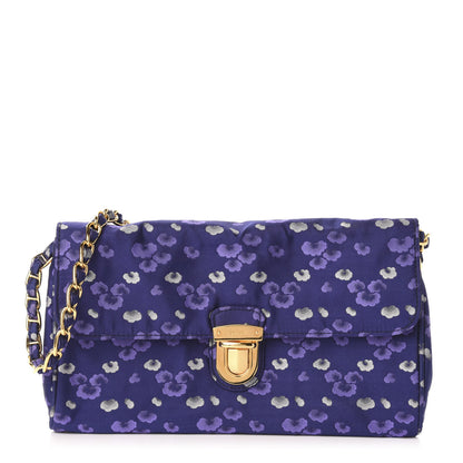 Prada Tessuto Nylon Jacquard Floral Print Shoulder Bag Blue 1 of 10