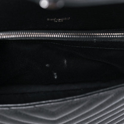 Saint Laurent Sheepskin Matelasse Chevron Monogram Large College Satchel Black 16 of 16