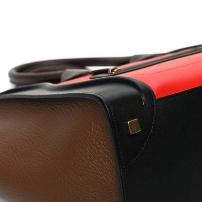 Celine Calfskin Bullhide Mini Luggage Tri-Color Bright Red 8 of 11