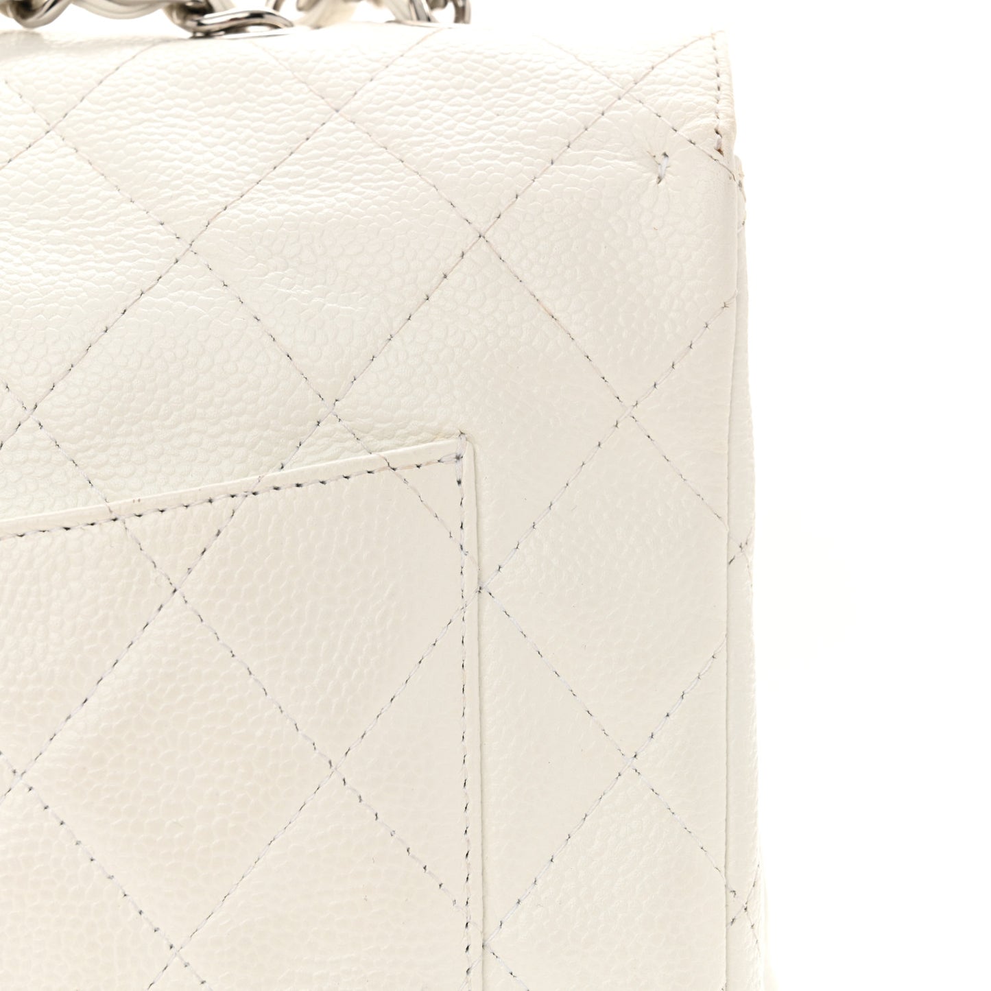 Caviar Quilted Jumbo Single Flap White