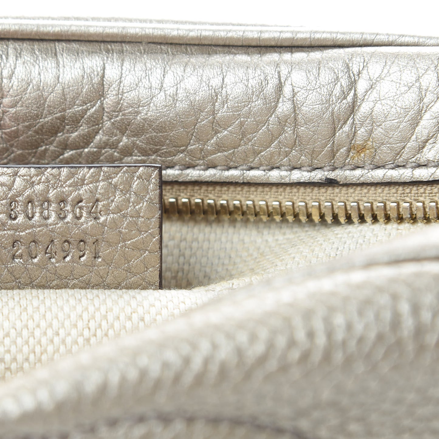 Metallic Pebbled Calfskin Small Soho Disco Bag Golden Beige