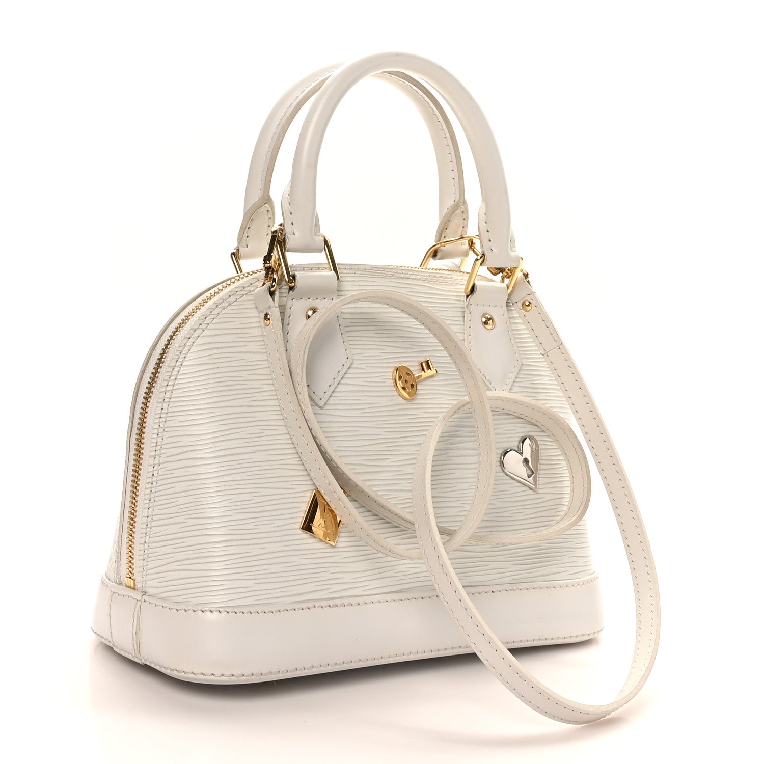 Louis Vuitton Epi Love Lock Alma BB White 3 of 9