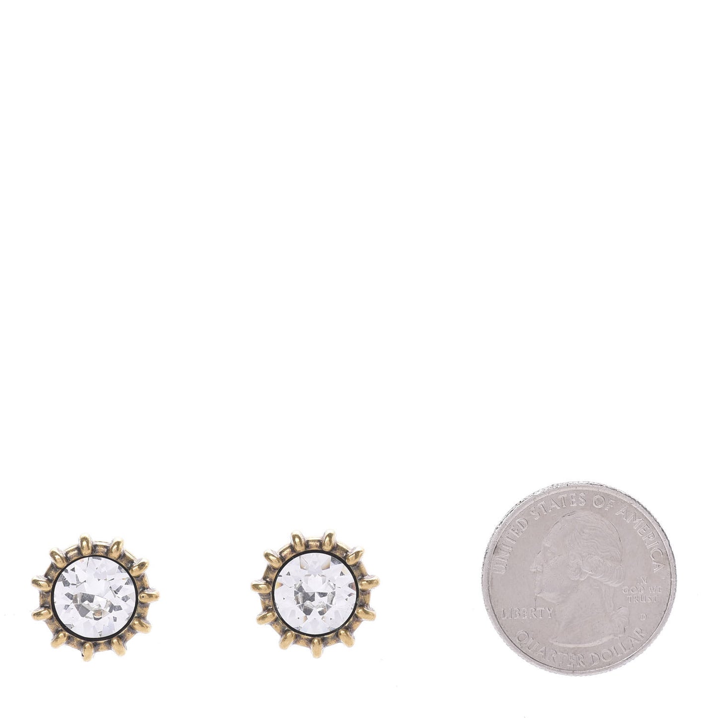 Crystal Stud Earrings Aged Gold