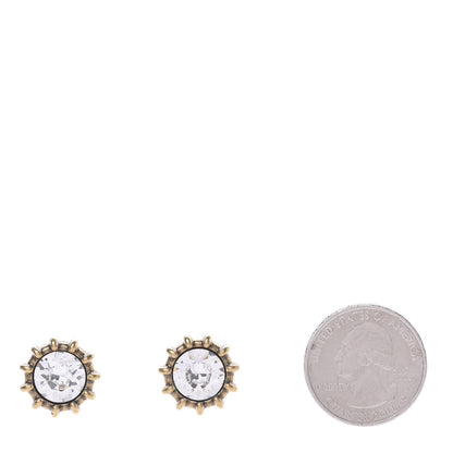 Gucci Crystal Stud Earrings Aged Gold 2 of 6