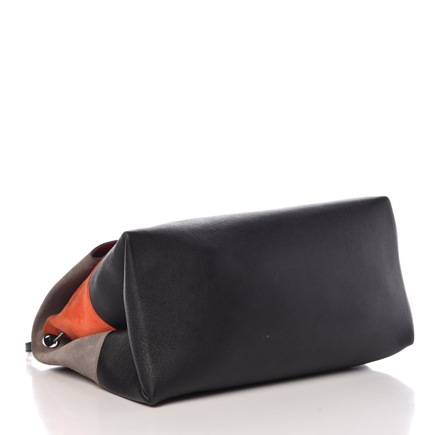Celine Calfskin Suede All Soft Shoulder Bag Grey Bright Orange Black 5 of 15