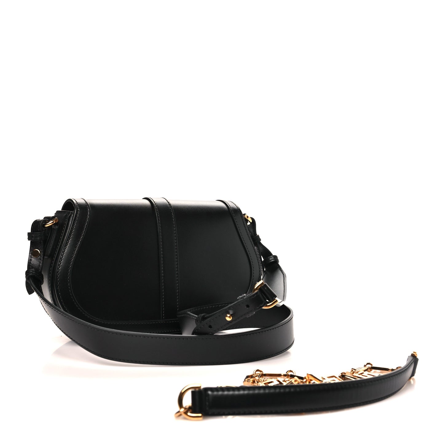Calfskin Medium Greca Goddess Shoulder Bag Black