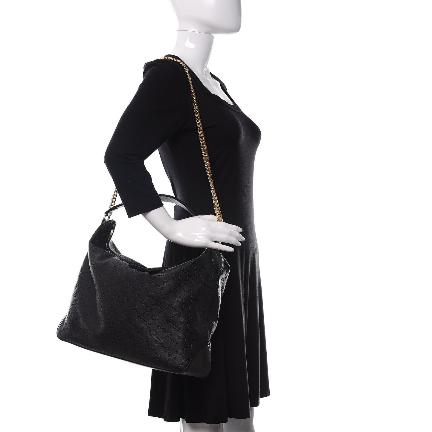 Guccissima Signature Large Linea A Hobo Black