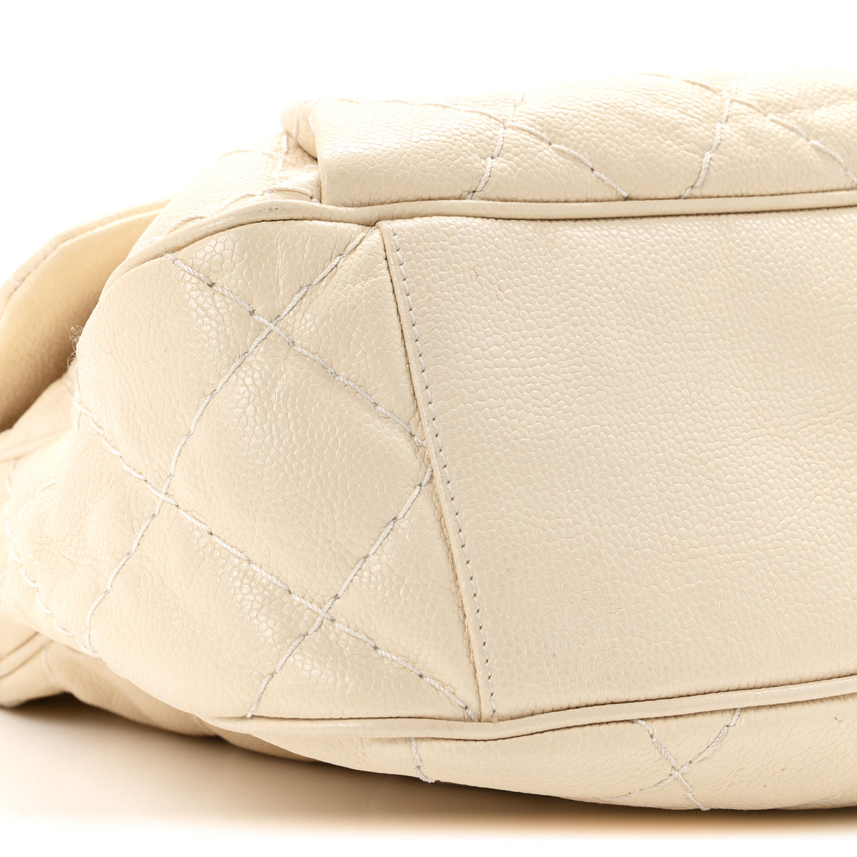 Crumpled Grained Calfskin Medium Coco Pleats Messenger Flap Dark White
