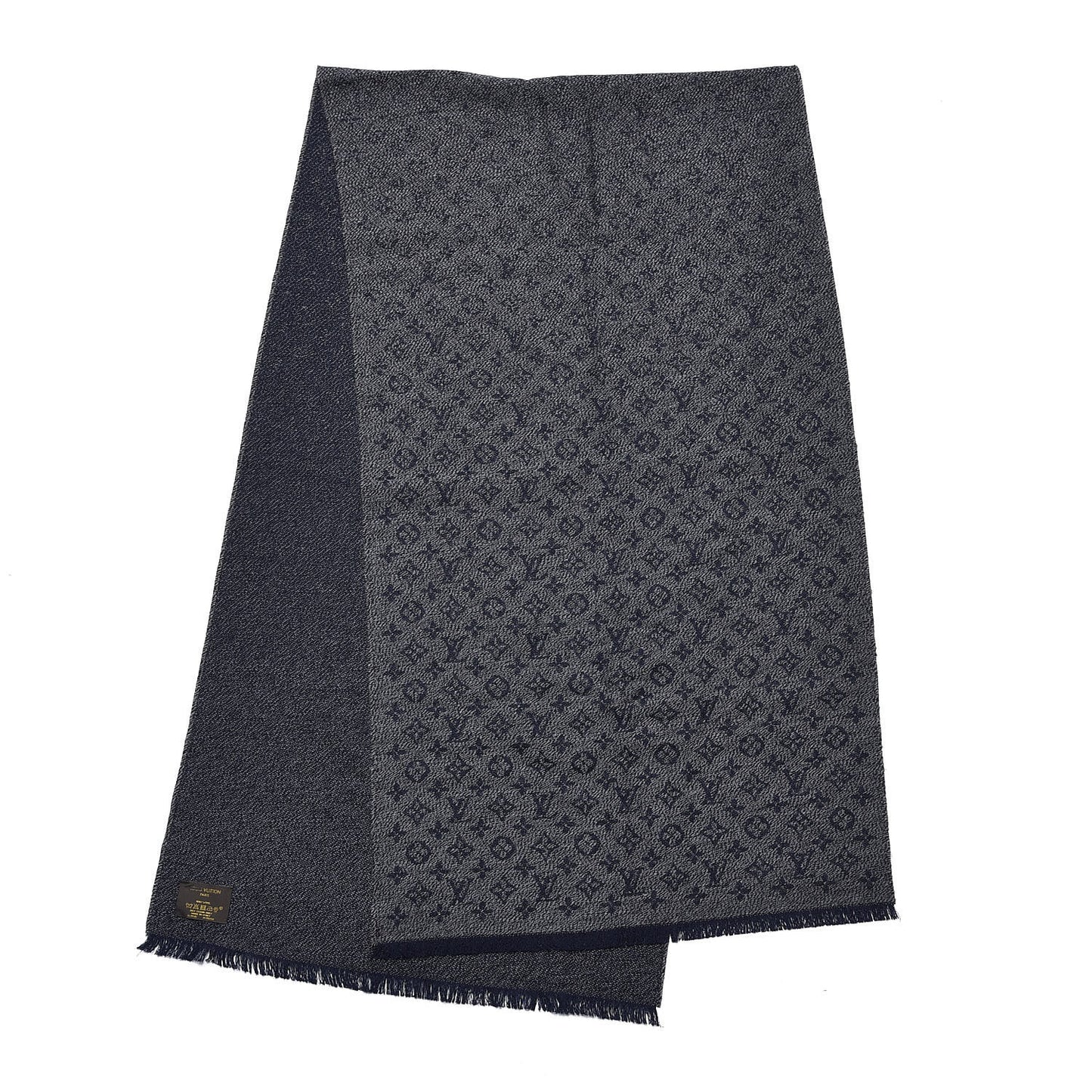 Wool Monogram Classic Scarf Navy