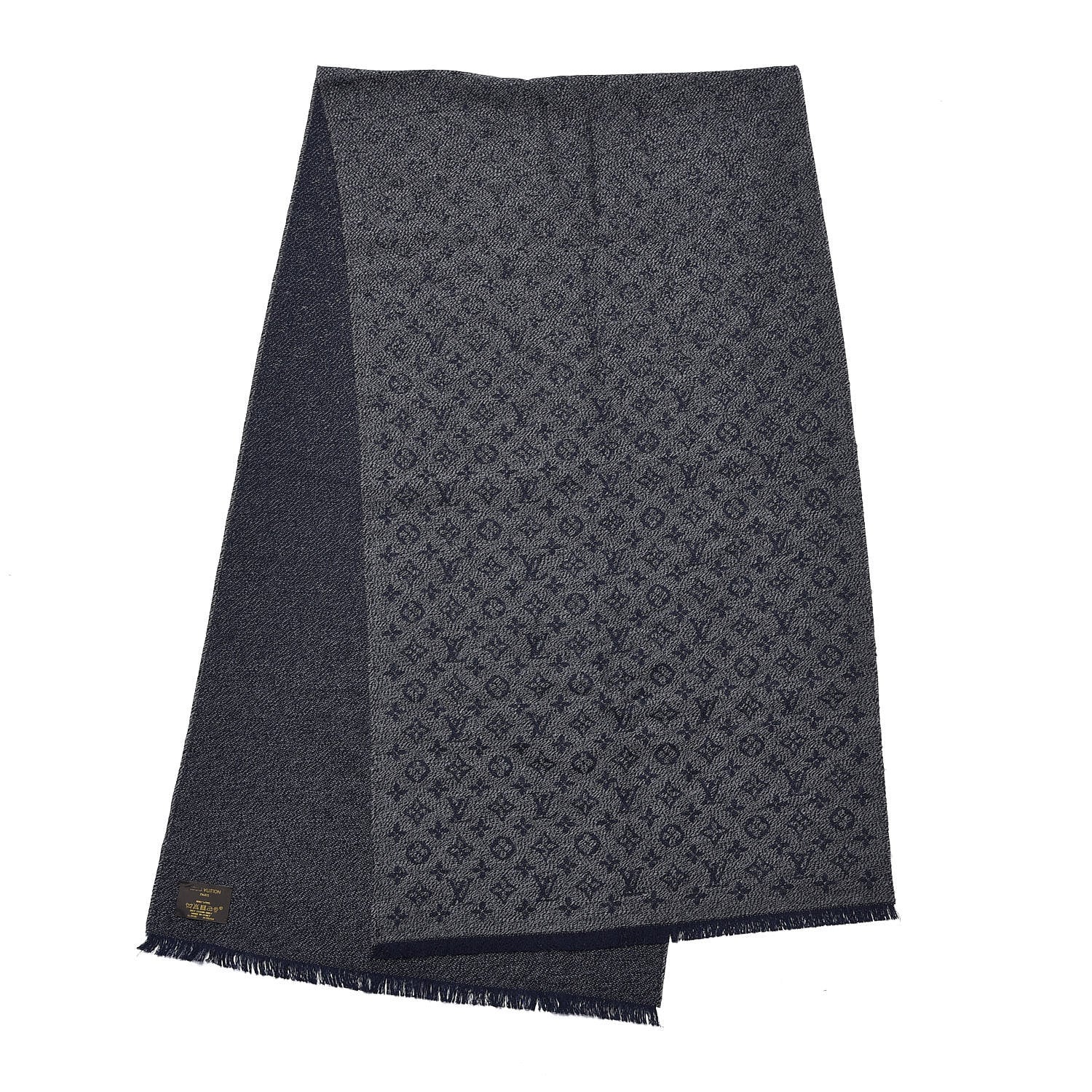 Louis Vuitton Wool Monogram Classic Scarf Navy 3 of 4