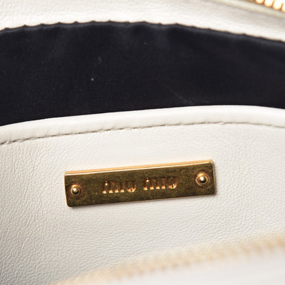 Miu Miu Nappa Matelasse Double Zip Chain Shoulder Bag White 7 of 15