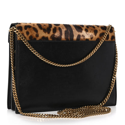 Saint Laurent Pony Hair Leopard Print Monogram Cassandra Clasp Bag Black 3 of 12