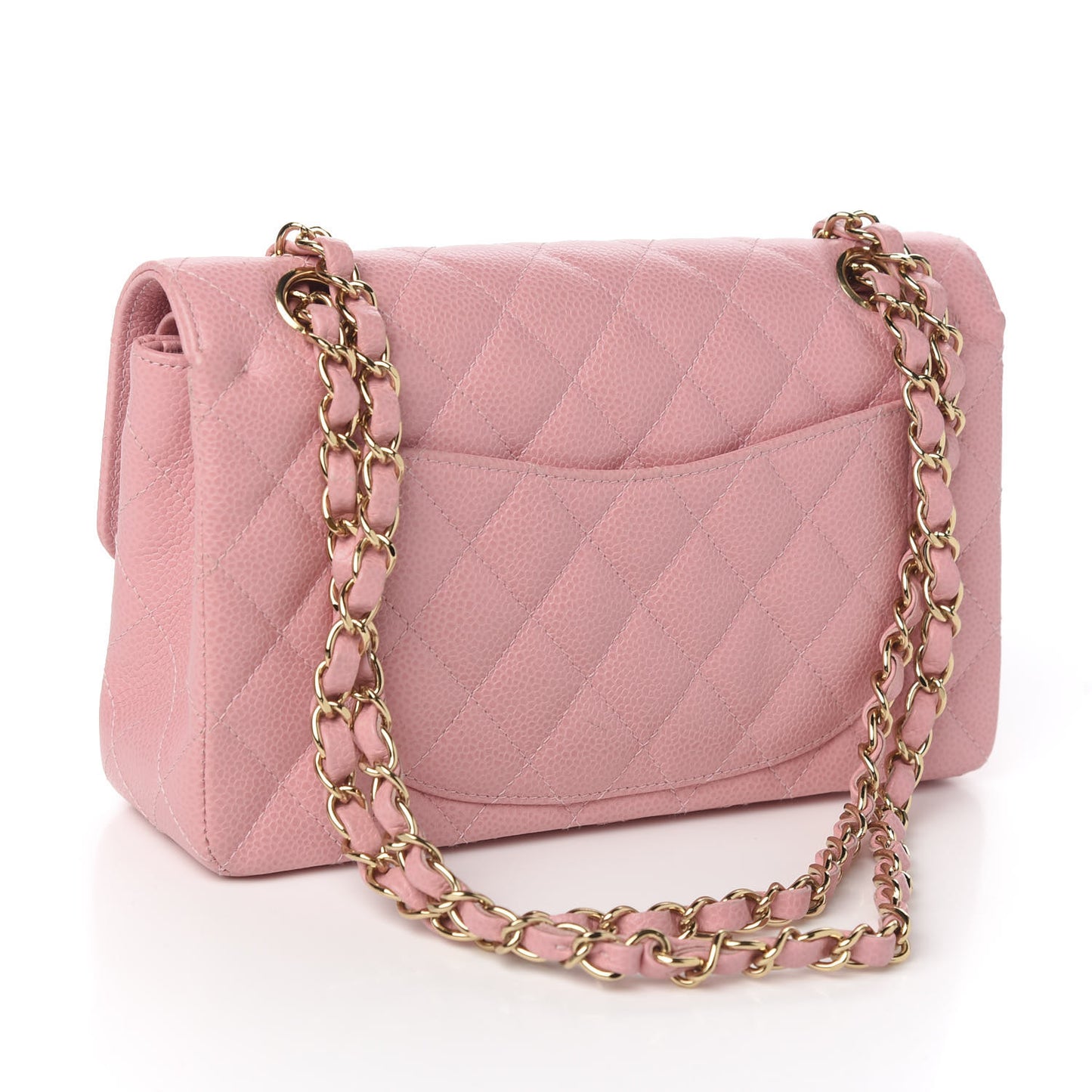 Caviar Quilted Small Double Flap Pink