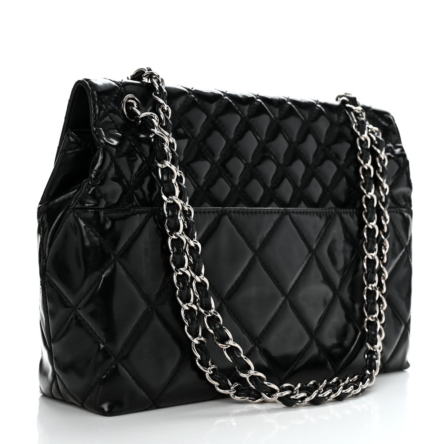 Vinyl Quilted In the Business Flap Bag Black