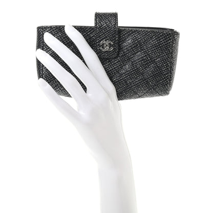 Chanel Glitter Calfskin Quilted Mini Phone Holder Clutch Black 2 of 8