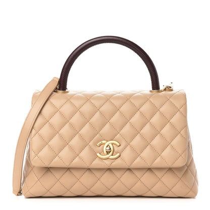 Chanel Caviar Lizard Embossed Quilted Small Coco Handle Flap Beige 1 of 13