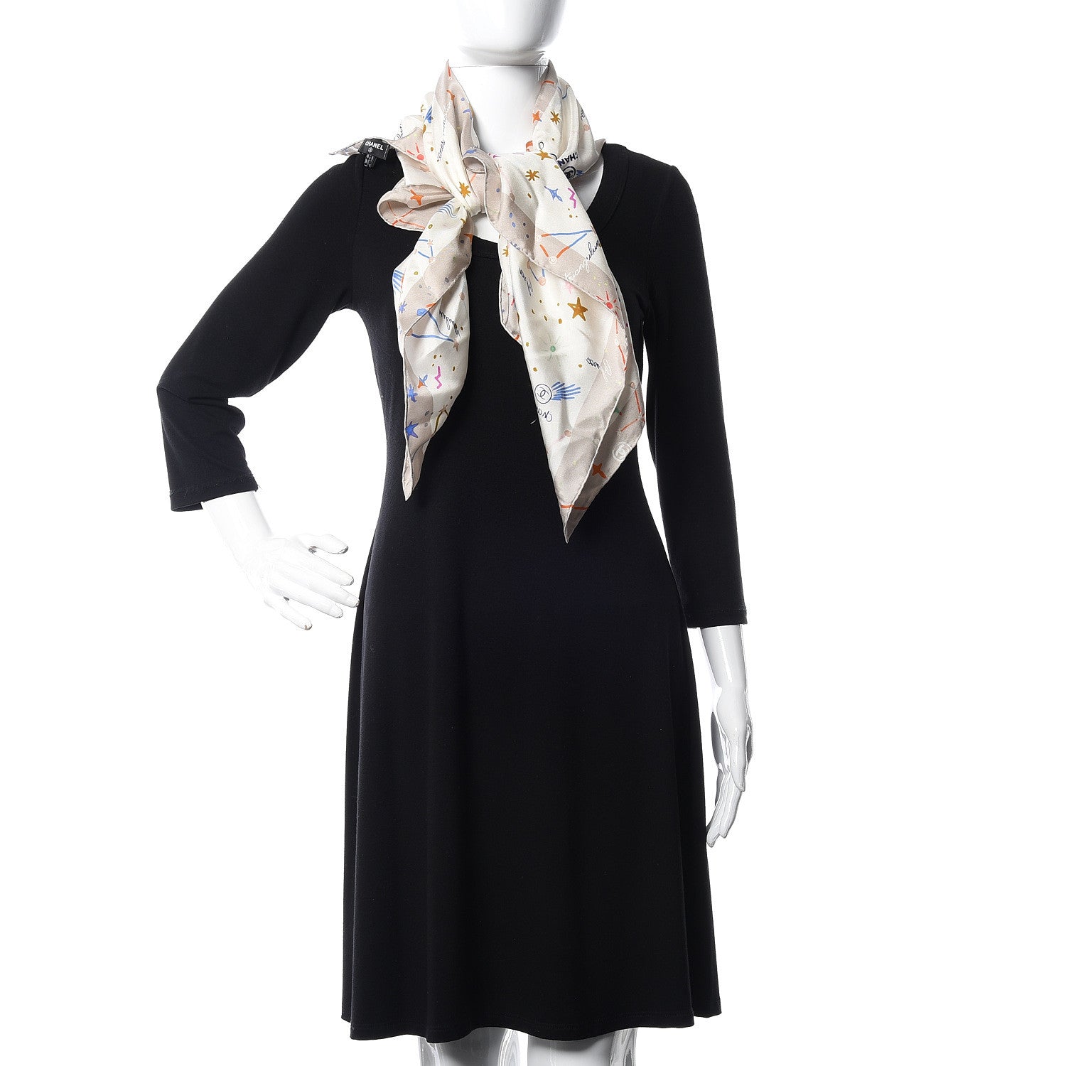 Chanel Silk Constellations CC Square Scarf Beige Multicolor 2 of 5