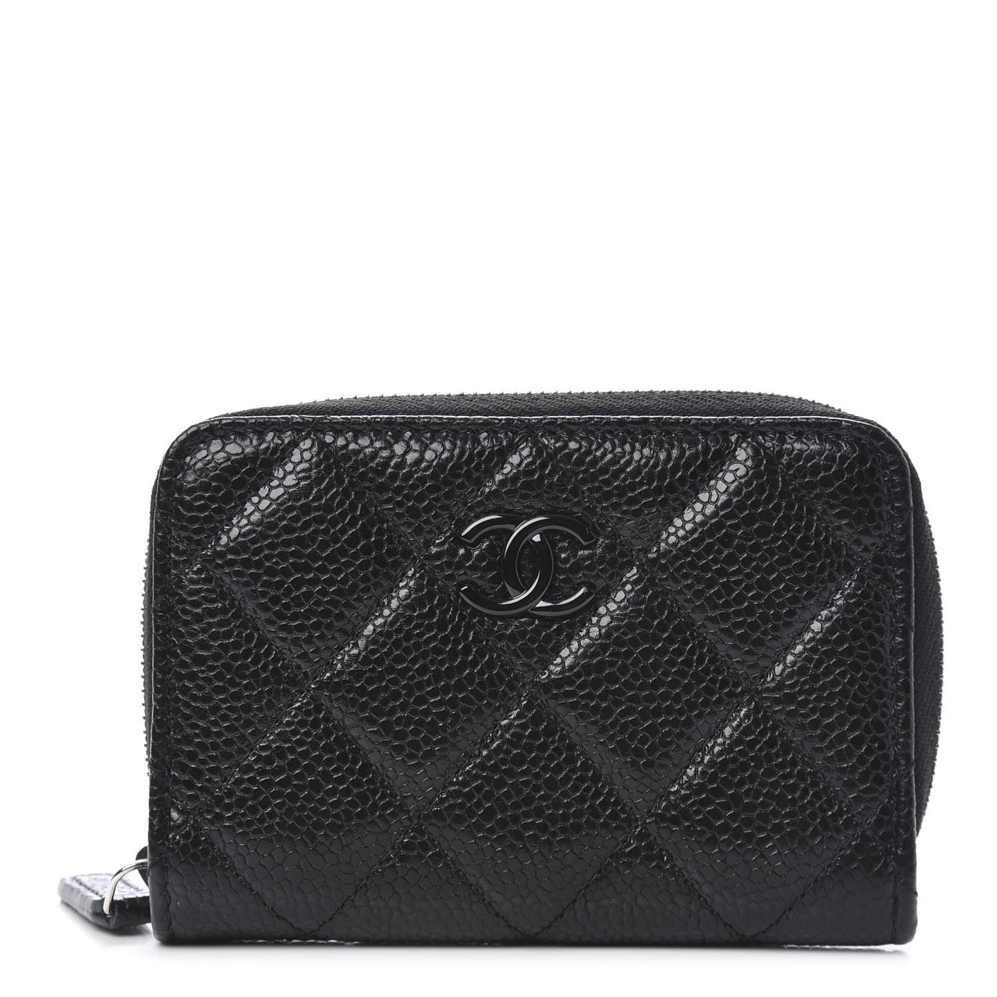 Caviar Quilted Incognito Zip Coin Purse Black