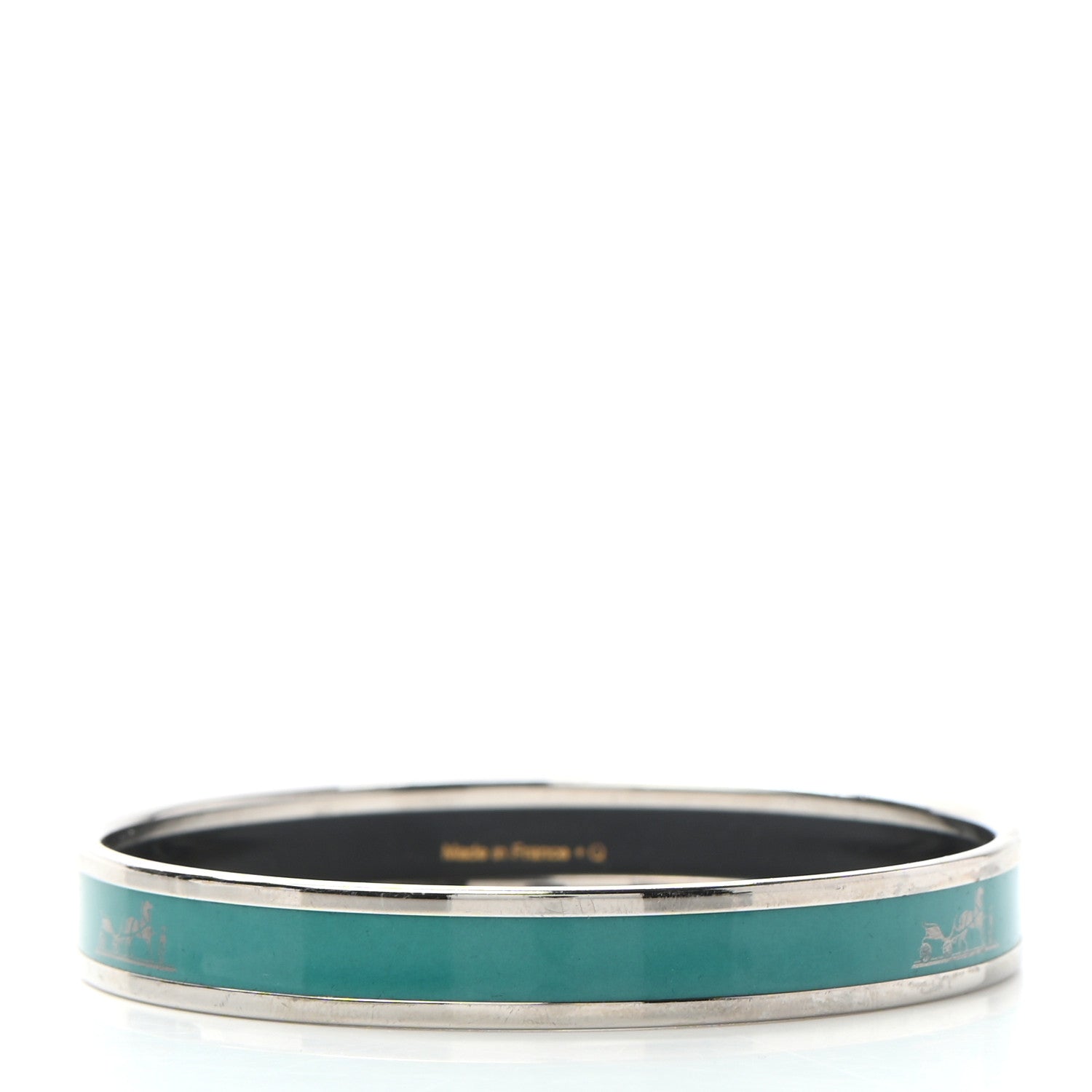 Hermes Enamel Printed Narrow Caleche Bracelet 70 Malachite 3 of 6