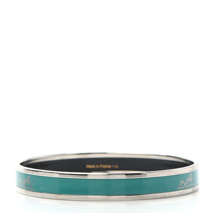 Hermes Enamel Printed Narrow Caleche Bracelet 70 Malachite 3 of 6