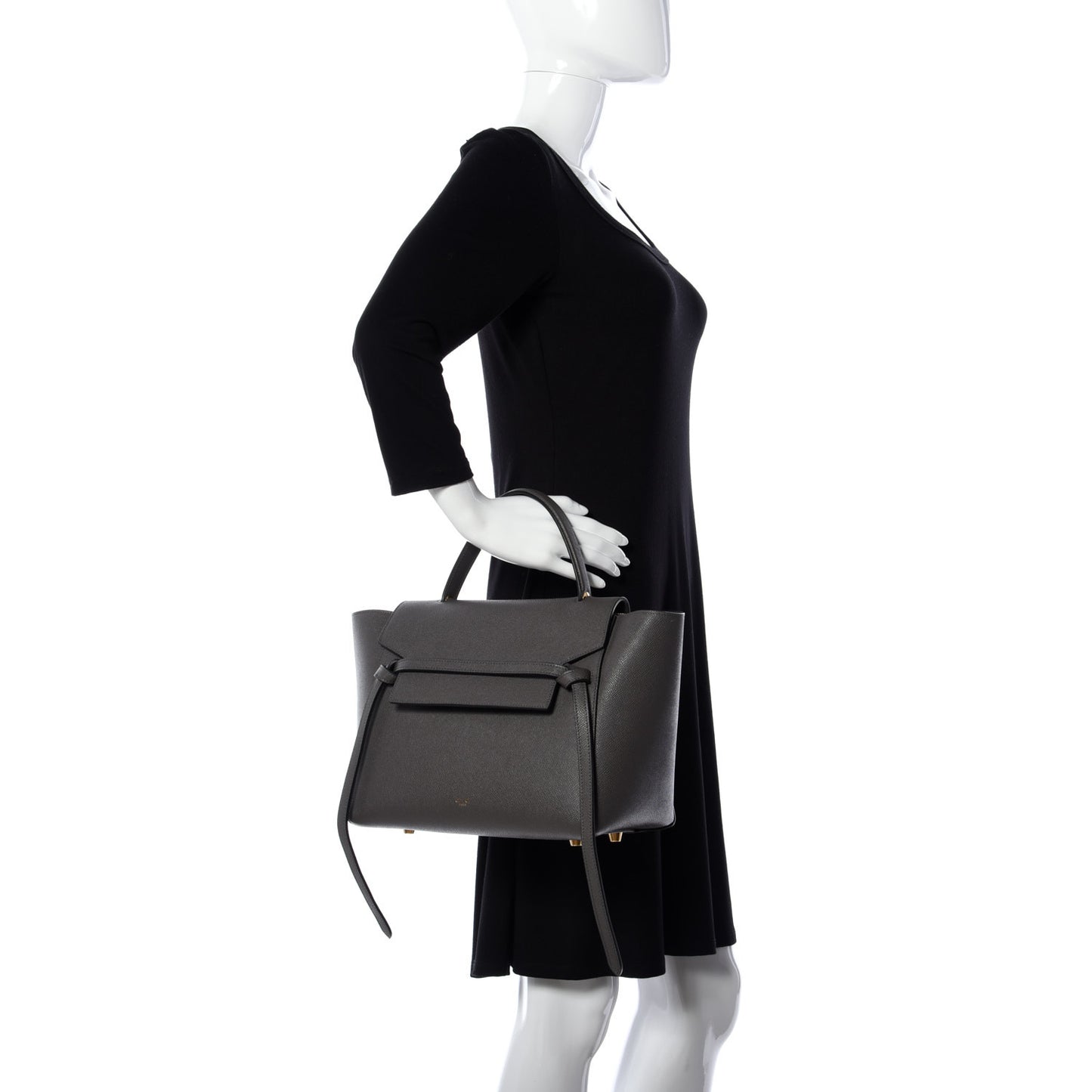 Grained Calfskin Mini Belt Bag Grey