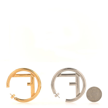 Fendi Metal FF Hoop Earrings Gold Silver 2 of 7