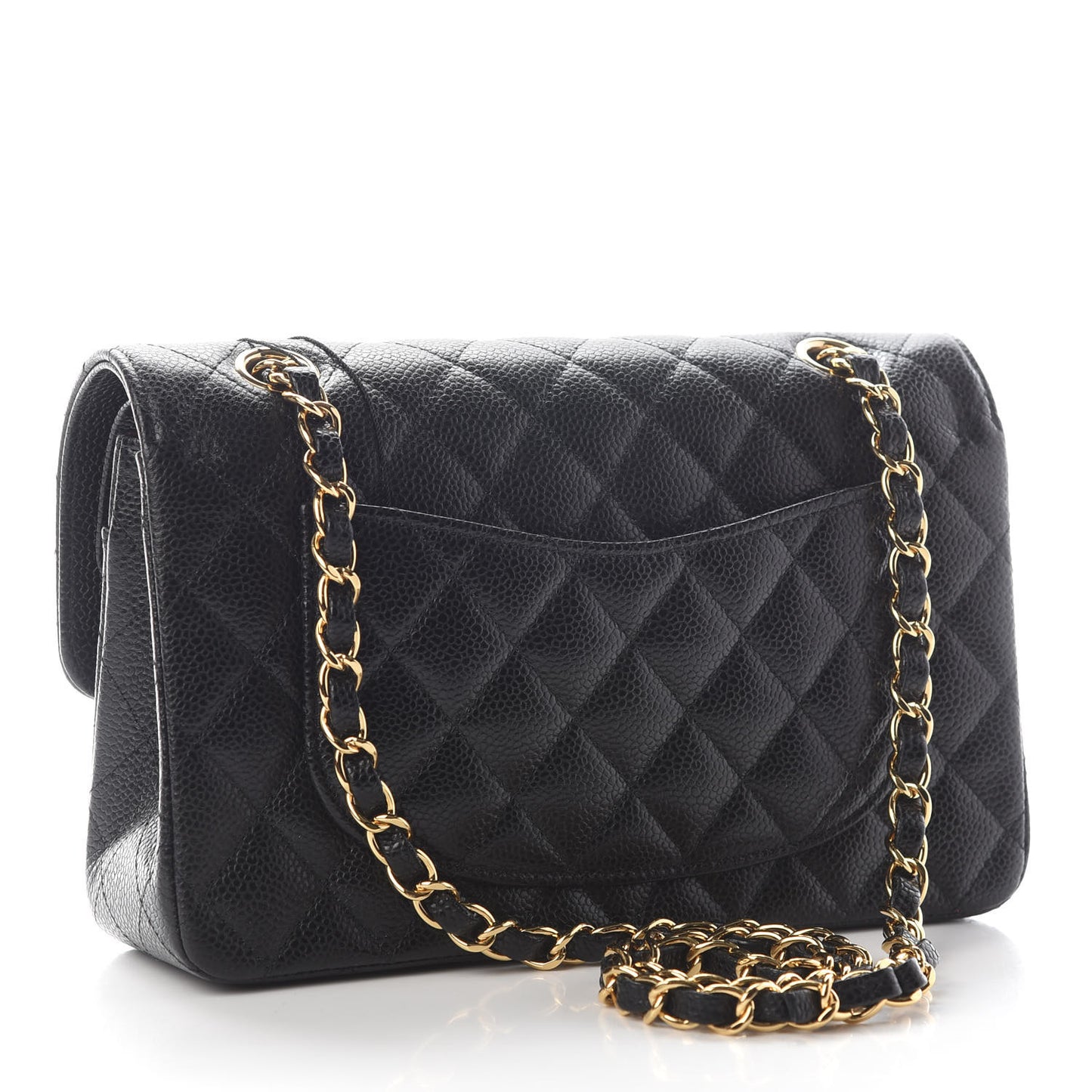 Caviar Quilted Small Double Flap Black