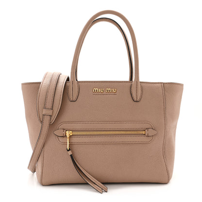 Miu Miu Goatskin Madras Zip Tote Cammeo 1 of 10