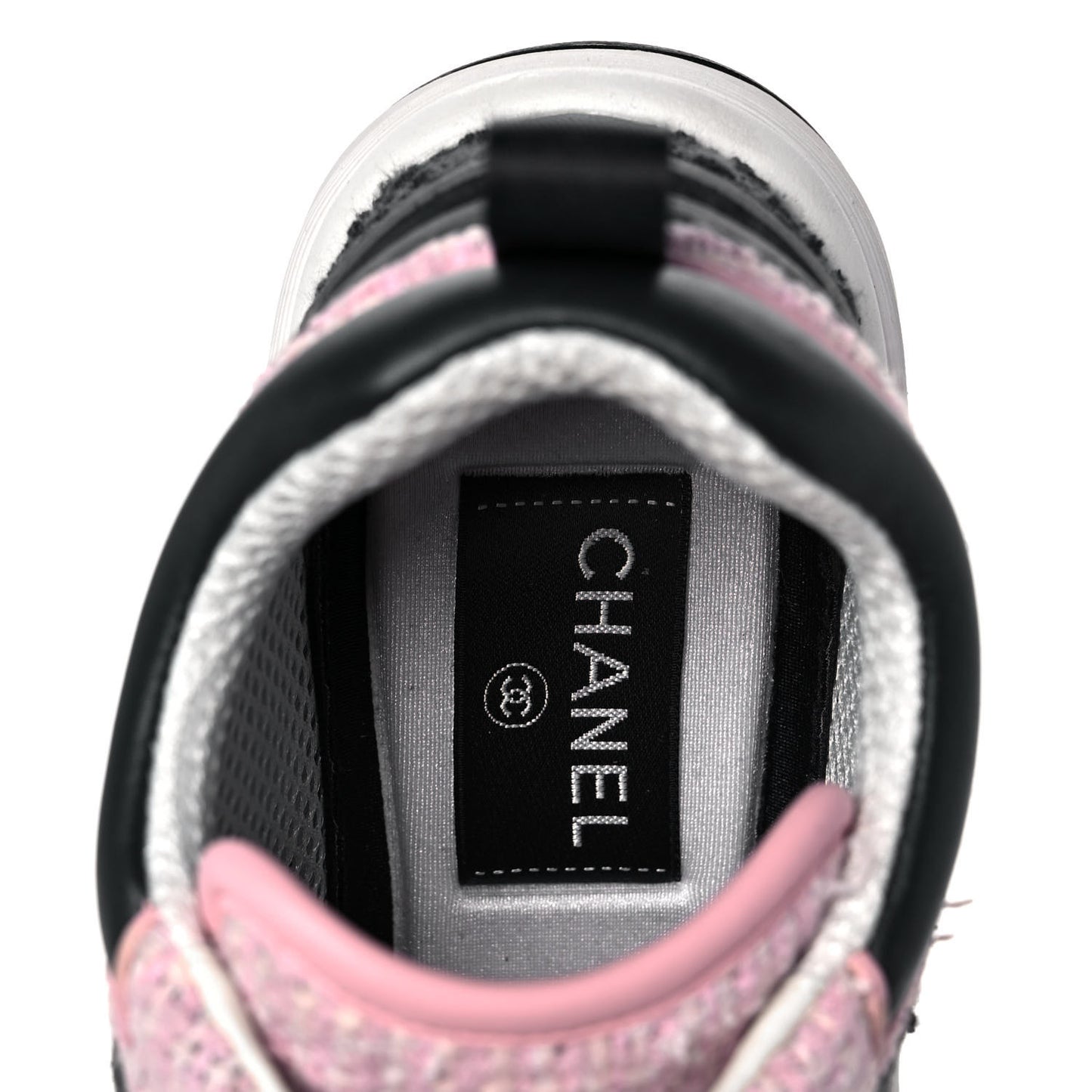 Tweed Suede Calfskin CC Sneakers 35.5 Gray Pink