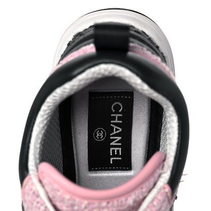 Chanel Tweed Suede Calfskin CC Sneakers 35.5 Gray Pink 7 of 9