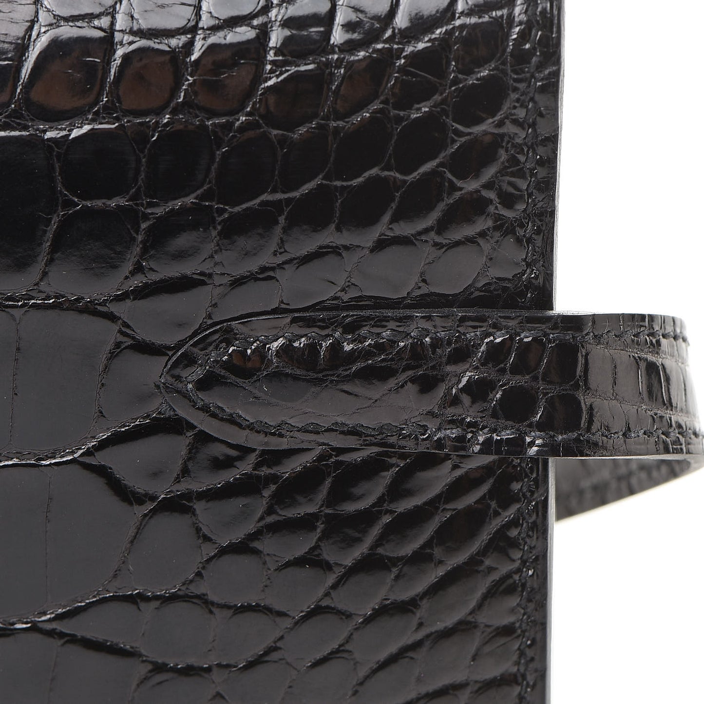 Shiny Alligator Kelly Longue Wallet Black