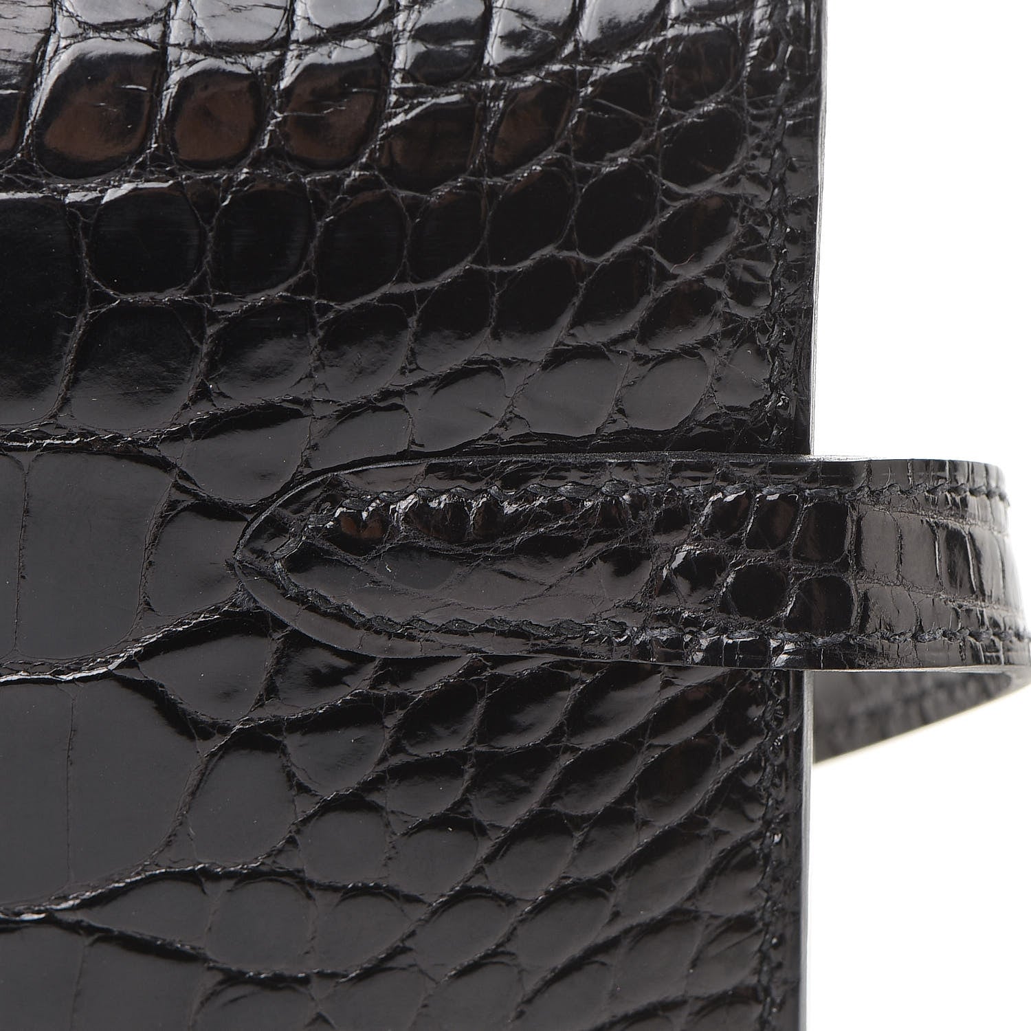 Hermes Shiny Alligator Kelly Longue Wallet Black 18 of 21