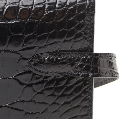 Hermes Shiny Alligator Kelly Longue Wallet Black 18 of 21