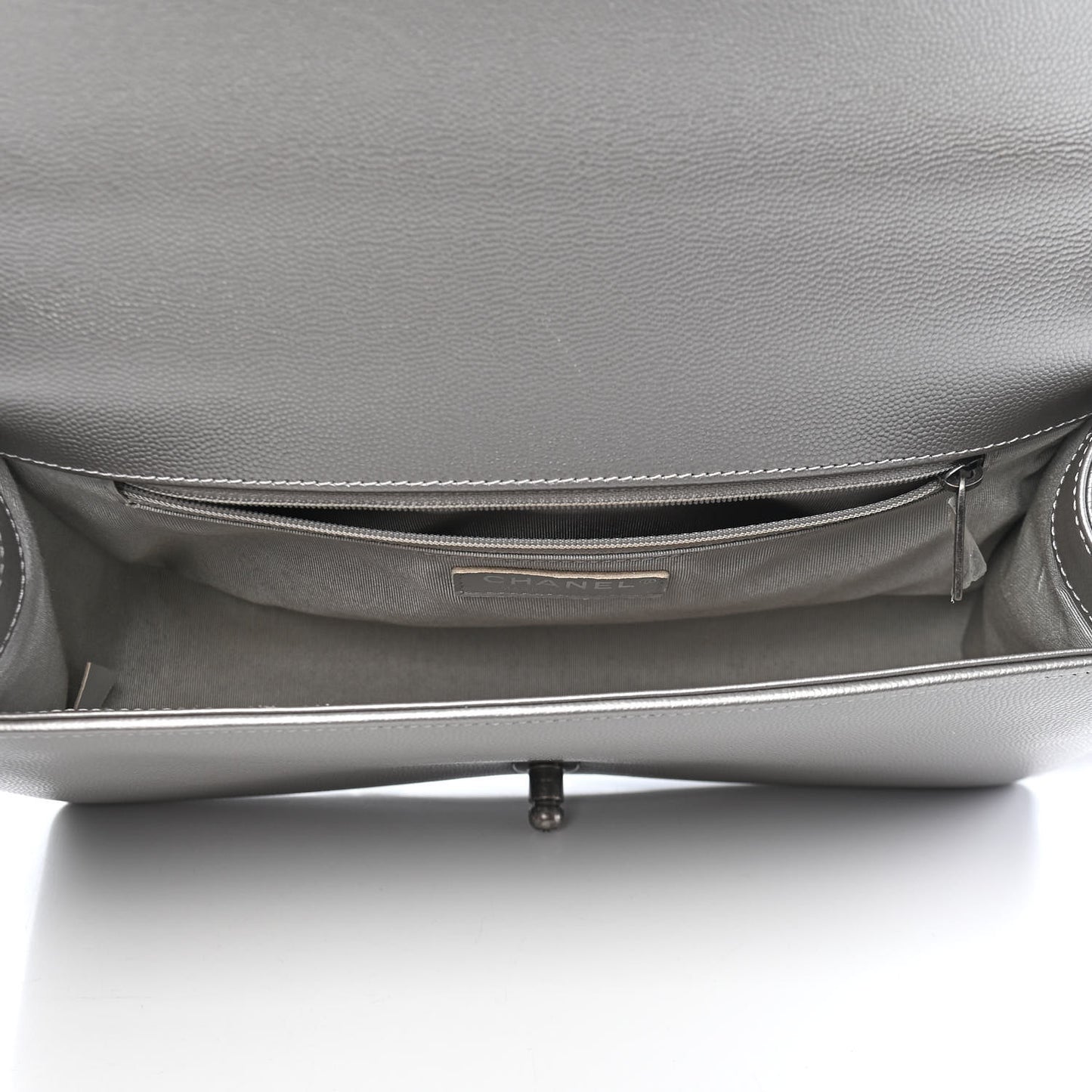 Metallic Caviar Quilted New Medium Boy Flap Silver