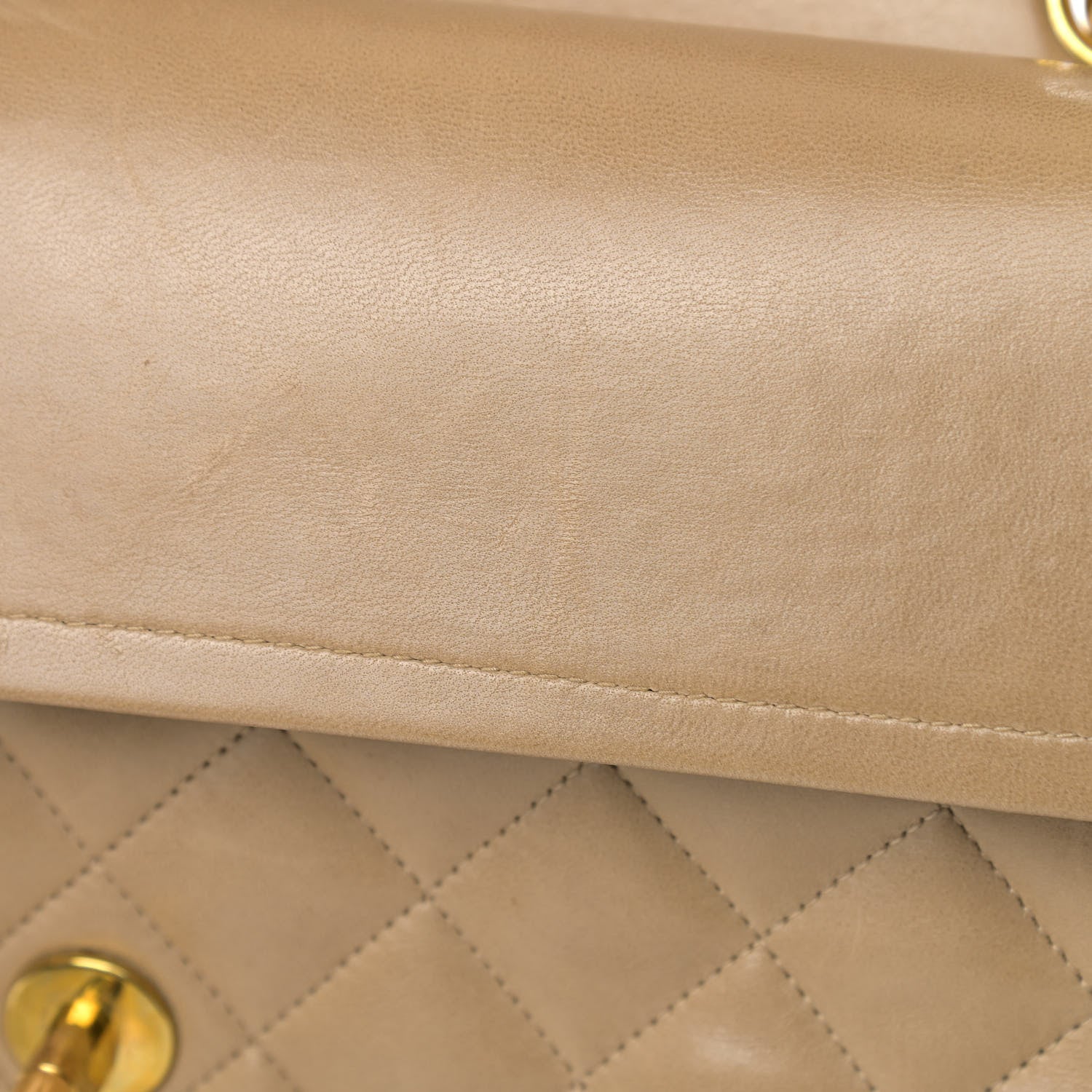 Chanel Lambskin Quilted Medium Double Flap Beige 15 of 23