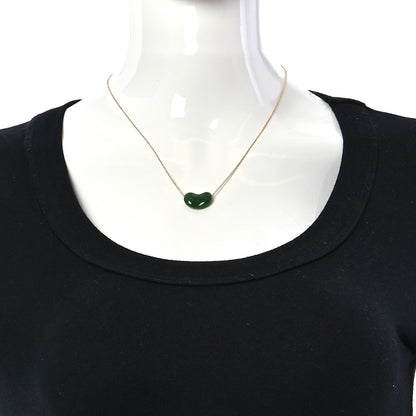 Tiffany 18K Yellow Gold Jade 18mm Elsa Peretti Bean Pendant Necklace 2 of 8
