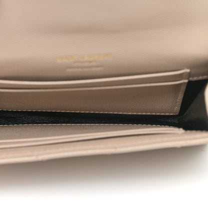 Saint Laurent Grain De Poudre Matelasse Chevron Small Monogram Envelope Wallet Dusty Grey 7 of 10