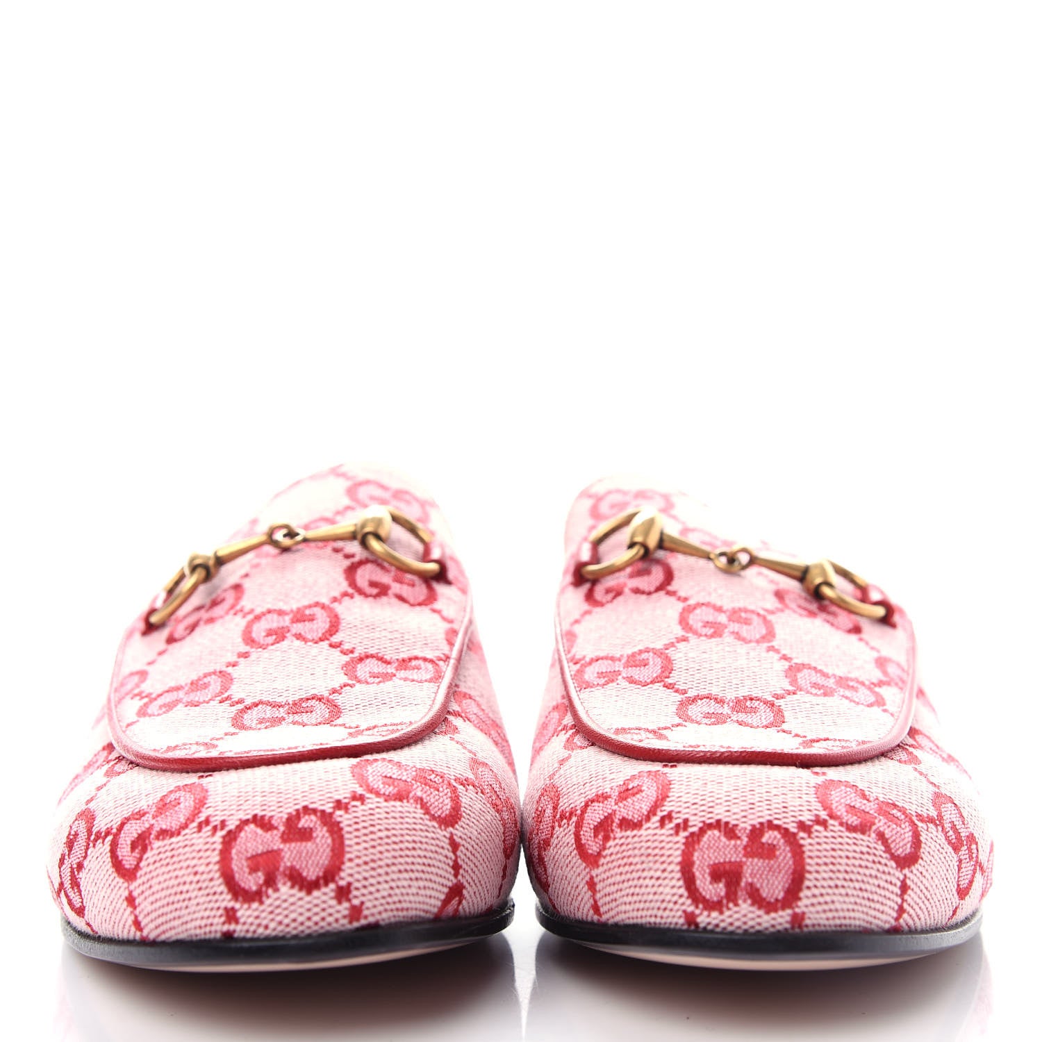 Gucci Canvas GG Monogram Horsebit Womens Princetown Slippers 36.5 Gardenia Hibiscus Red 2 of 11